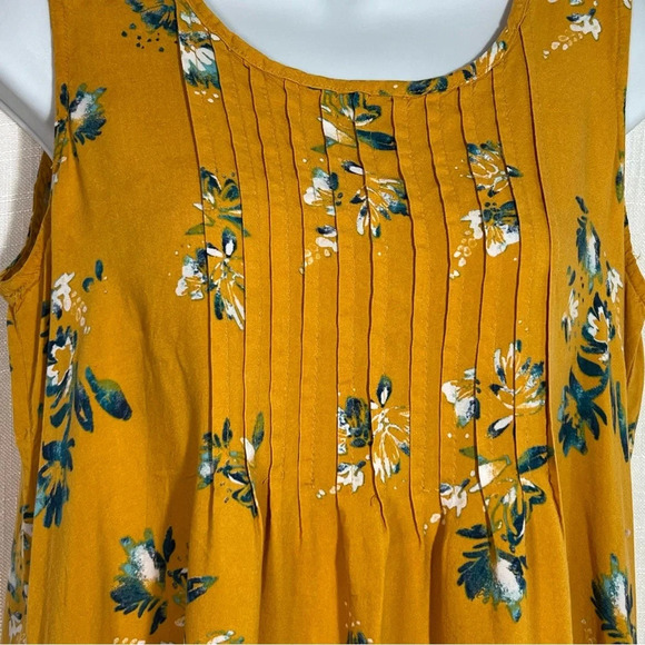 Sonoma Yellow Floral Pleated Bodice Sleeveless Summer Dress Size Small - Picture 3 of 8